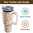 thumbnail image 3 of Fall Pumpkin Tumbler 40oz with Handle & Straw - Vacuum Insulated Stainless Steel Travel Mug - Coffee Water Bottle - Thanksgiving Autumn Decor Gift for Women, 3 of 6