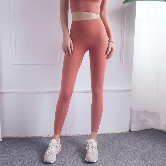 Pantalones de yoga adelgazantes de cintura alta y cadera color melocotón para mujer, ajustados, de estilo europeo y americano, sin vergüenza