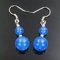 thumbnail image 6 of K-KED Wholesale Natural 6-12mm agate jade round beads dangle 925 silver hook earrings-White, 6 of 9