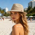 thumbnail image 2 of SRZYMJ Men's Mesh Fedora Hat Summer Breathable Straw Trilby Homburg Hat Short Brim Jazz Derby Cap Women Foldable Panama Gatsby Hat, 2 of 6