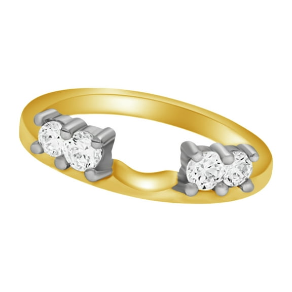 White Natural Diamond Solitaire Enhancer Guard Wrap Wedding Ring in 14k Two Tone Yellow Gold Over Sterling Silver (1 Cttw)