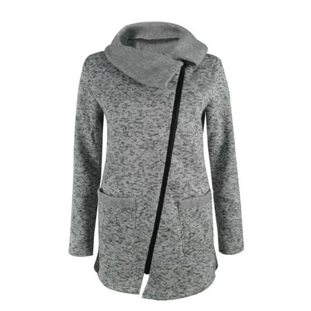 Polo Zipper Jacket - Winter Girl Casual Turtleneck Long Sleeve Jacket Coat Diagonal Zipper Pockets Loose Thick Jackets