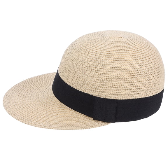 LOLIPPYY Beige Summer Sun Hat Foldable Woven Baseball Cap for Beach and Outdoor Use