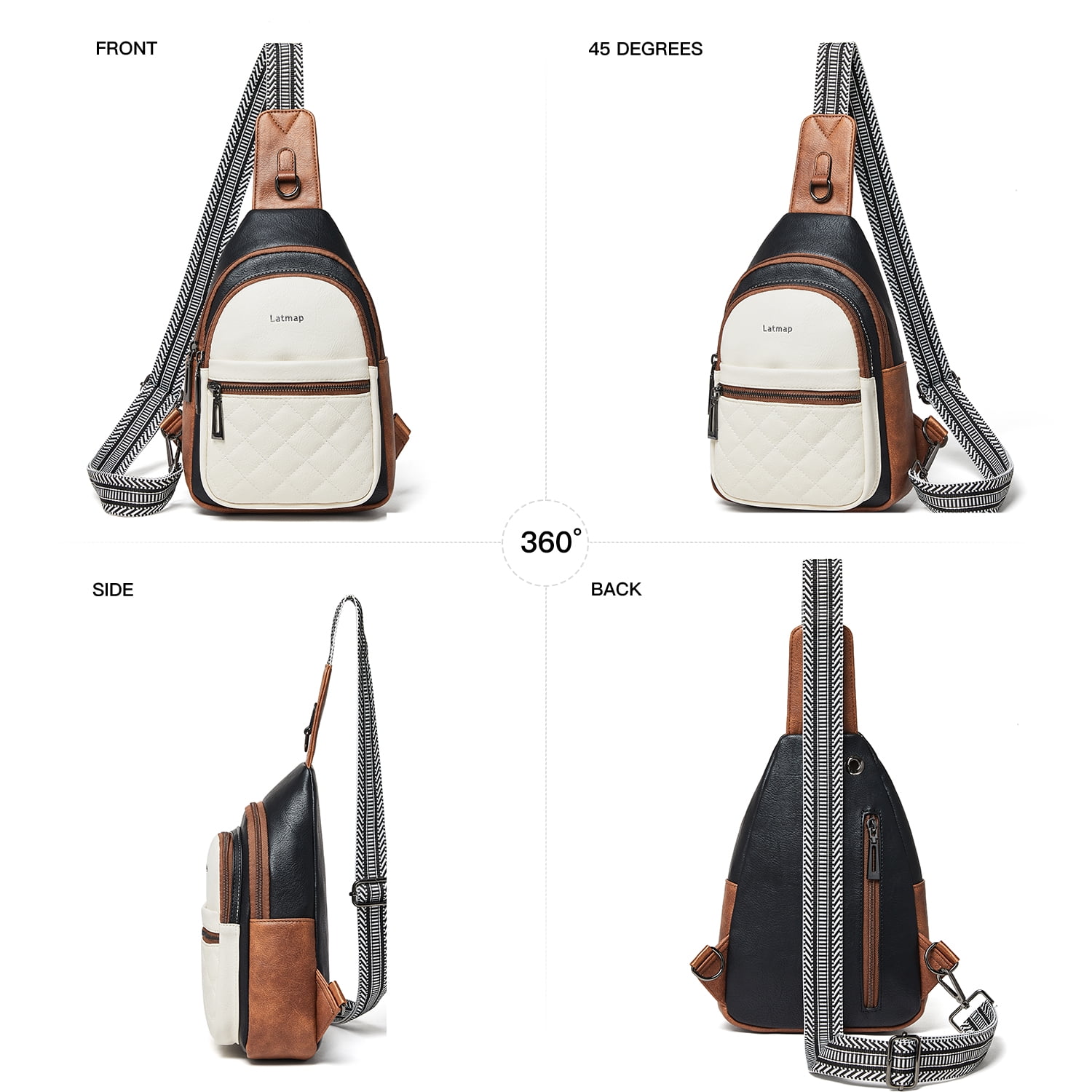 Sling Bag for Women Crossbody Fanny Pack - Lightweight Waterproof Faux Leather Purse for Travel Hiking Running Hands-Free