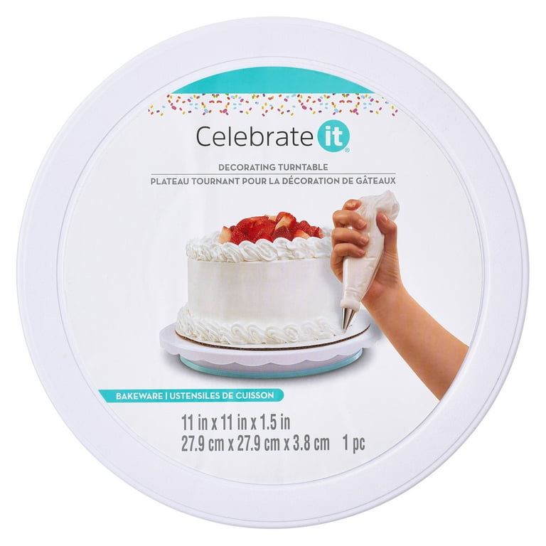 8 Pack: Turntable Cake Stand by Celebrate It, Size: 10.94 x 1.38 x 10.94, White