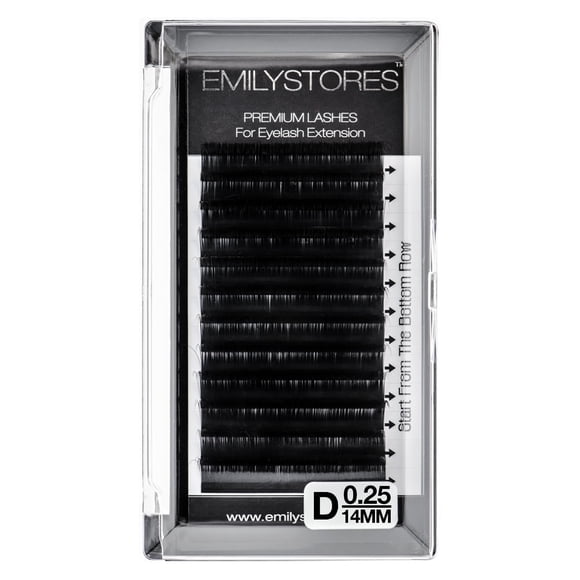 Extensiones de pestañas EMILYSTORES 0,25 mm de grosor D Longitud del rizo 14 mm Pestañas de volumen individual de aspecto natural para extensiones de pestañas (0,25 D 14 mm)