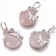 thumbnail image 1 of 1 colgante de cuarzo rosa natural en forma de lágrima con esmalte y detalles de latón. Collar con colgante de platino y mariposa., 1 of 2