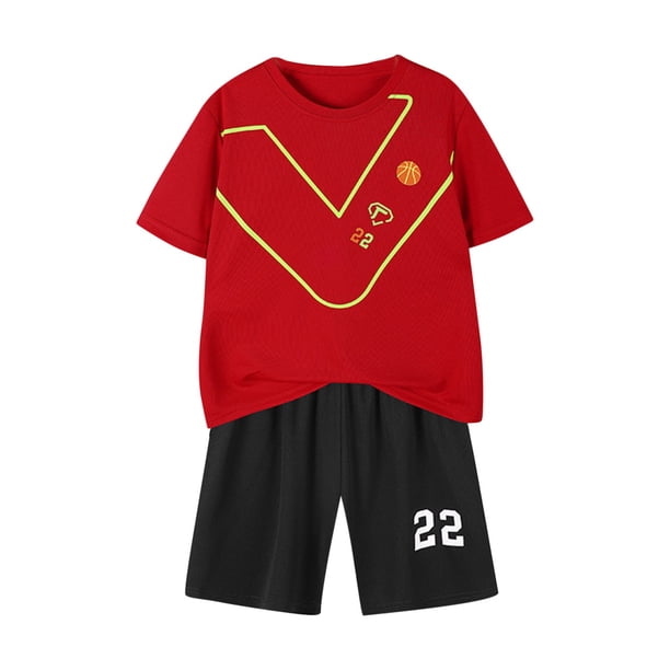 Odeerbi 3-14 Años Niños Trajes de Verano de Atletismo de Secado Rápido Deportes Correr Tops Pantalones Cortos Conjunto de Manga Corta Cuello Redondo Pantalones Cortos Traje
