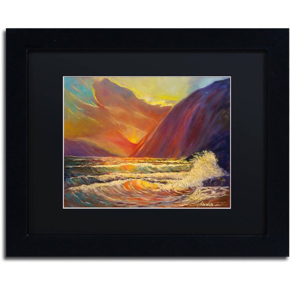 Trademark Fine Art 'Hawaiian Coastal Sunset' Canvas Art by Manor Shadian, Black Matte, Black Frame