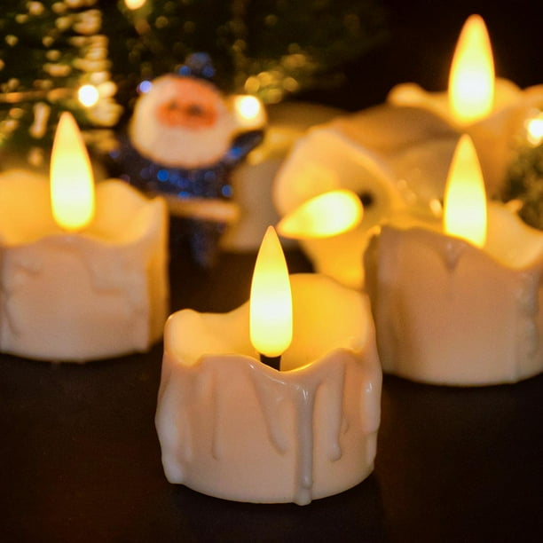 Paquete de 12 velas falsas con temporizador, funciona con pilas, sin llama, parpadeantes, LED, temporizador, velas falsas a granel para Navidad y Halloween
