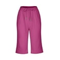 thumbnail image 6 of Stamzod Women's Capri Pants Solid Color Summer Oversized Loose Casual Pants Daily Comfy Cropprd Pants with Pocket Hot Pink XXL, 6 of 7