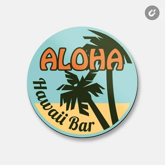 Aloha Hawaii Bar | 4'' X 4'' Round Decorative Magnet