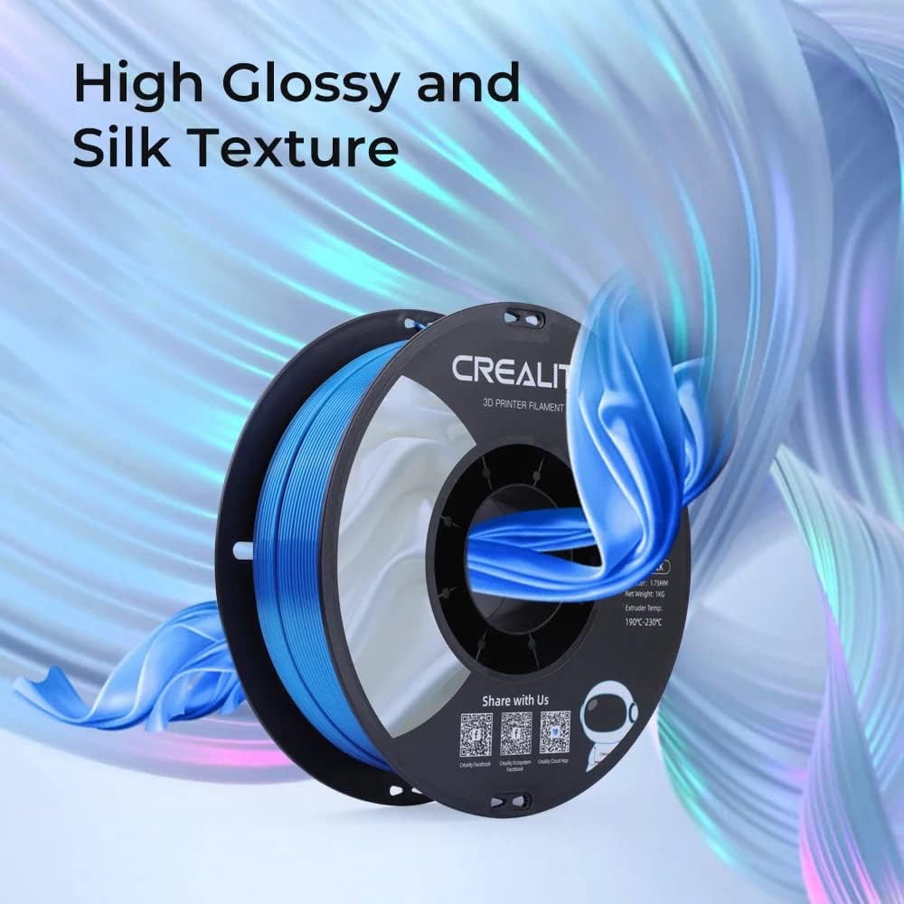 Creality Silk PLA Filament 12-Pack 1.75mm High Gloss 2.2lb Spools Clog-Free Use w Creality Ender CR Series & Most FDM Printers Silver 12 Unit per pack
