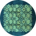 thumbnail image 1 of Ahgly Company Indoor Round Oriental Turquoise Blue Industrial Area Rugs, 4' Round, 1 of 4