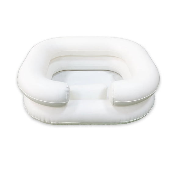 Inflatable Shampoo Basin with Pillow – in Bed Hair Wash Bowl for Bedridden, Elderly Disabled and Loved Ones – Pillow for Extra Head & Neck Support with No-Clog Easy Drainage