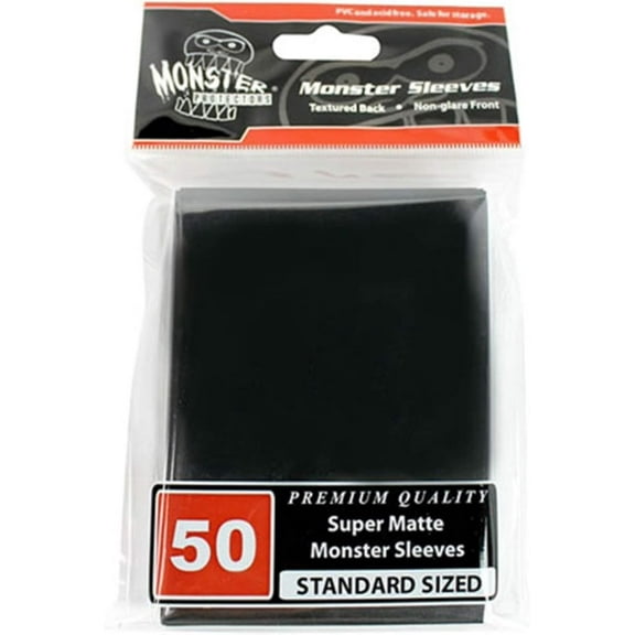 Monster Protectors Sleeves - Standard Size Super Matte - Black (Fits MTG and Other Standard Sized Gaming Cards) - Great Gift Idea