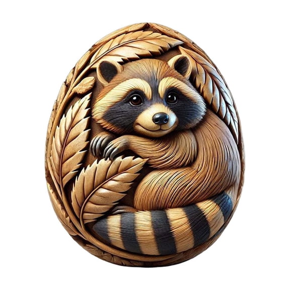 Carved Resin Easter Eggs with Animal Designs, 3.15x2.36 inch Decorative Holiday Gifts and Tabletop Accents