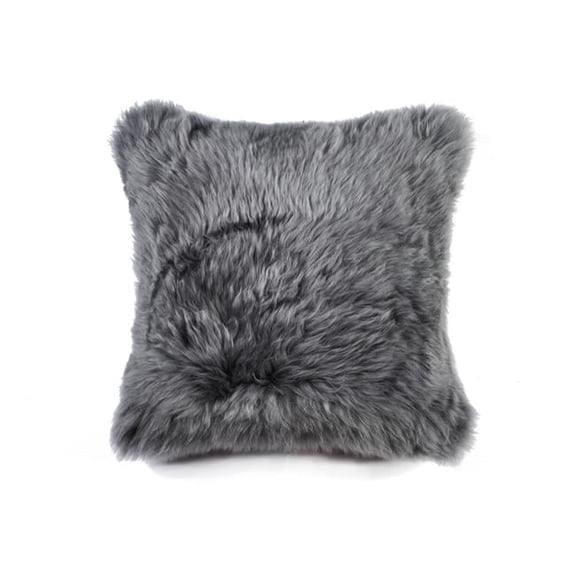 18 x 18 in. New Zealand Sheepskin Pillow - Grey