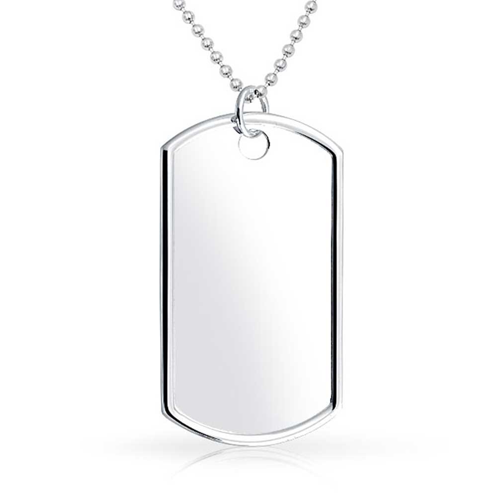 Bling Jewelry Personalized Mens Large Army Dog Tag Pendant Necklace
