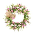 thumbnail image 2 of Corona de flores artificiales para puerta de primavera, para exteriores, de 40 cm, ligera, ideal para puerta de entrada, pared, sala de estar, decoración de bodas, guirnaldas de tulipanes de lino., 2 of 9