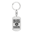 thumbnail image 1 of God Is Glorified Stainless Steel or 18k Gold Premium Swivel Dog Tag Keychain, 1 of 8