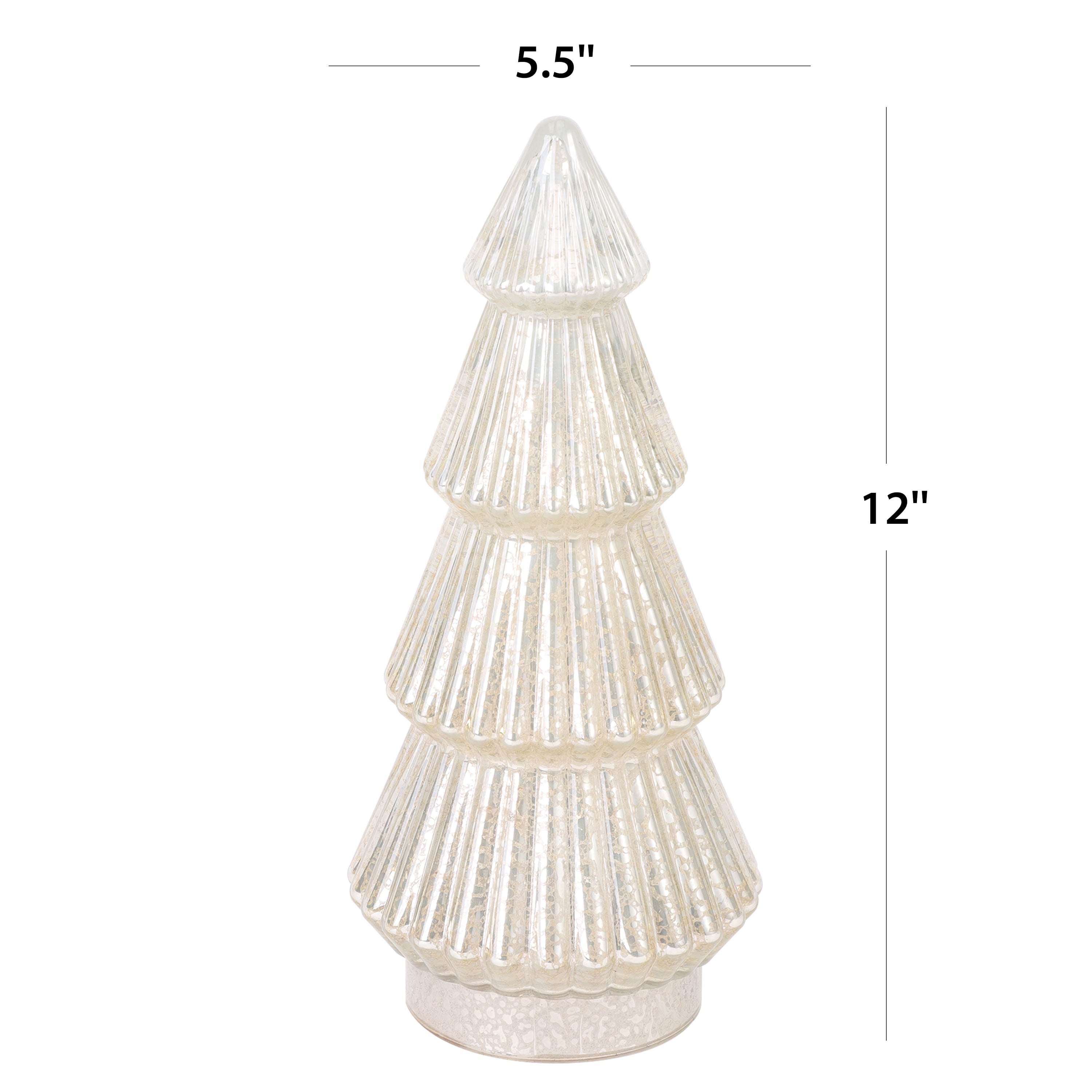 Better Homes & Gardens 12‘’  Decorative Tabletop Christmas Tree in Mercury Ribbed White Glass, Large