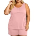 thumbnail image 4 of Ynynloco Womens Plus Size Sleeveless Pajamas Set Casual Loose Sleepwear Soft Pj Sets Tank Top and Shorts 2 Piece Loungewear XL-5XL, 4 of 9
