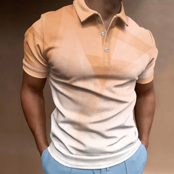 Blusa y camisa de manga corta con cuello vuelto para hombre, informal, estampada, de moda, de manga corta, con solapa, para hombre