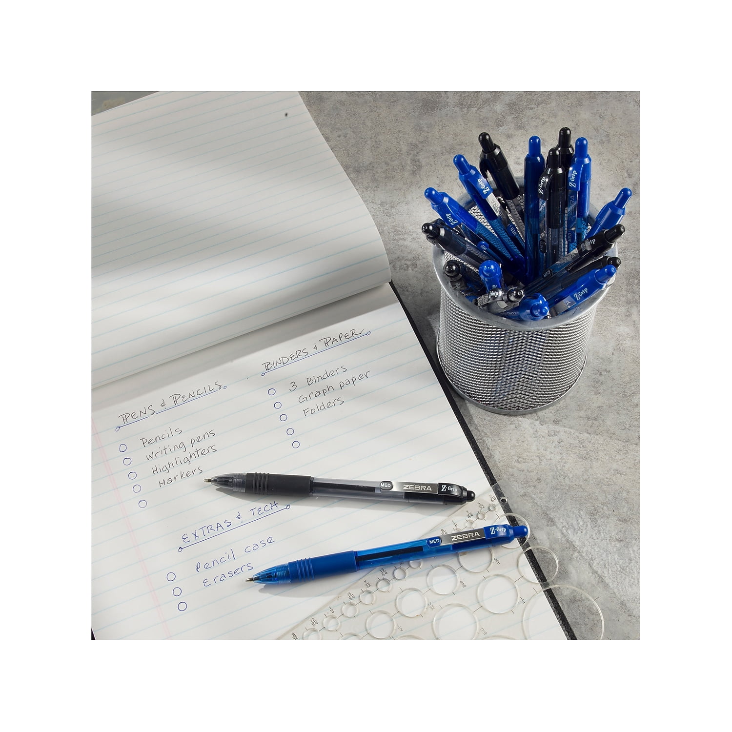 1 mm Z-Grip Retractable Ballpoint Pen - Medium/Black Ink/Clear/Black Barrel (96/Pack)