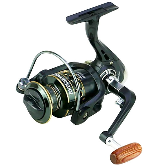Jercoda Metal Fishing Reel with Wooden Handle Fishing Gear Spinning Reel Fishing Accessories