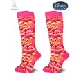 thumbnail image 5 of Gustave 2Pair Camo Compression Socks Nursing Performance Socks for Edema,Diabetic, Varicose Veins,Running Marathon Camouflage Pressure Socks "Pink, L/XL", 5 of 6
