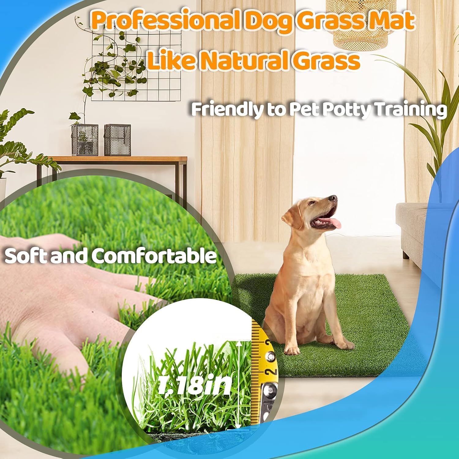 Sanmadrola Artificial Dog Grass Pad, 18x22 Inches, 2 Pack photo 4