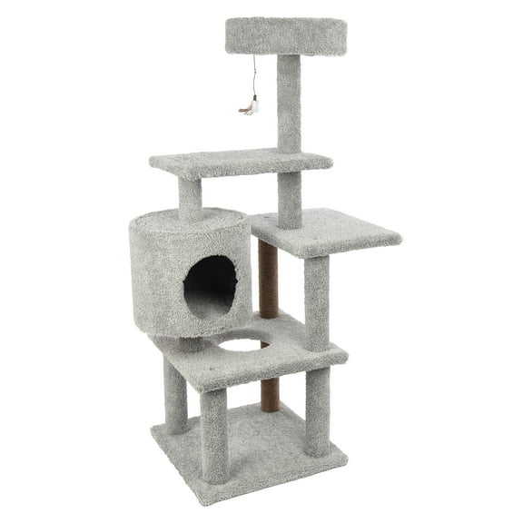 Kitty-Quick 59-in Solid Wood Cat Tree, Grey