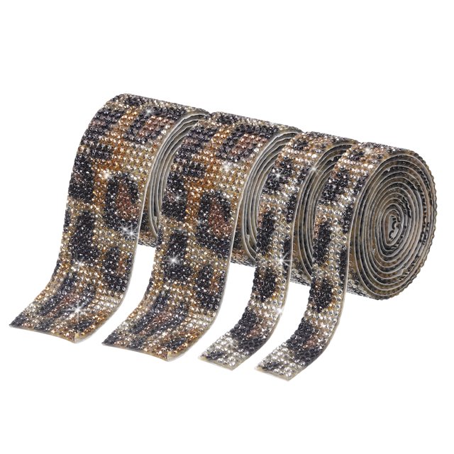 Unique Bargains 2 Roll 1 Yard 13.5/27mm Self Adhesive Crystal Rhinestone Ribbon for Crafts Project, Black,Brown