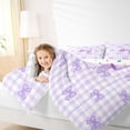 thumbnail image 4 of Erosebridal Purple Classic Checkered 7-Piece Bedding Comforter Set For Kids,Kawaii Letter I Initial Lettering King Bedding Sets For Bow Lover,Reversible, 4 of 7