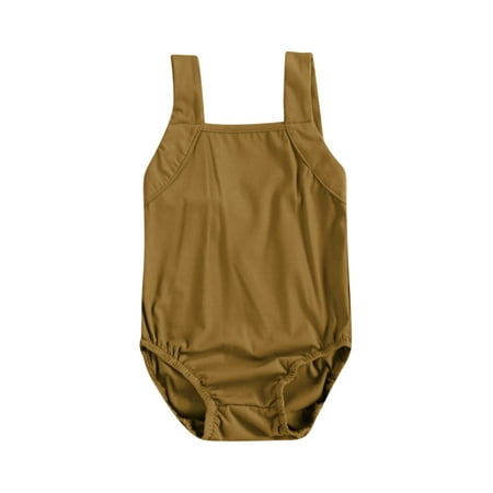 

TheFound Infant Baby Boys Girls One-Piece Swimsuit Solid Suspender Swimwear Bathing Suit Clothes