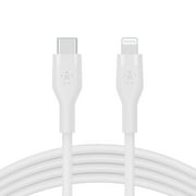 Belkin BoostCharge Flex Silicone USB-C to Lightning Cable (1M/3.3FT), MFi-Certified Charging Cable for iPhone Series with Cable Clip - White