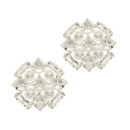 

1 pair Rhinestone Women Bride High Heel Pearl Shiny Decorative Clips Charm Buckle Shoe Clip Shoe Decorations SILVER