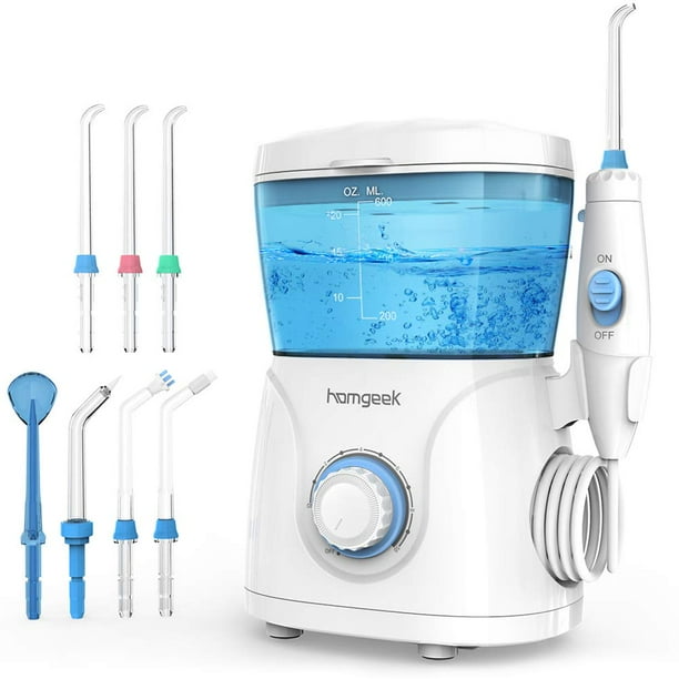 Homgeek 600ml Water Flosser Oral Irrigator Dental Water Pick Teeth Cleaner 10 Pressure with 7
