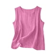 thumbnail image 2 of Cotton Linen Girls' Tank Tops Sleeveless Undershirts Crew Neck Casual Summer T-Shirt Kid Teen Cute Ca𝗺i Tanks Beach Vacation, 2 of 2