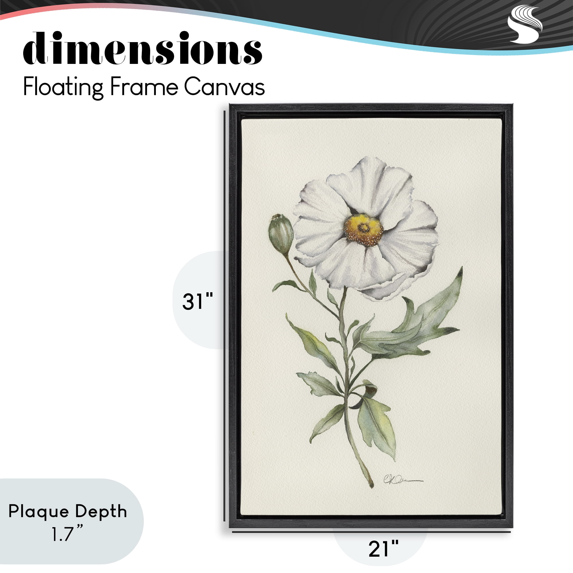Stupell Industries Natural Wild Blossom Sprig Black Framed Floater Canvas Wall Art, design by Cady Driver