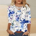 thumbnail image 2 of YABCSAZ Womens Tops 3/4 Sleeves V Neck Floral Print T Shirts Casual Loose Fit Pullover Tunic Tops Fall Trendy Casual Tee Shirts Womens Summer Tops, 2 of 5