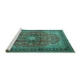 thumbnail image 2 of Ahgly Company Machine Washable Indoor Rectangle Medallion Turquoise Blue Traditional Area Rugs, 7' x 9', 2 of 4