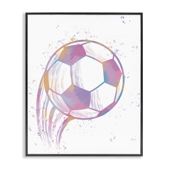 Stupell Industries Contemporary Fast Pastel Soccer Ball Black Framed Giclee Art, 11 x 14, by Marcus Prime