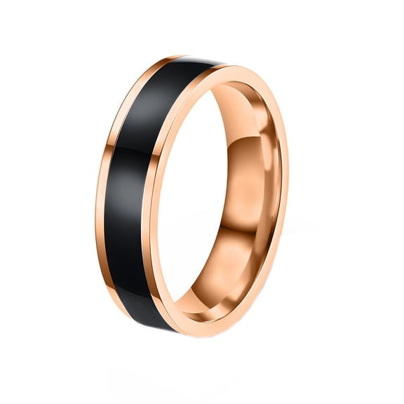 HIJONES Men's Women's Stainless Steel Eternal Enamel Promise Ring Epoxy Oil Drip Wedding Band Gold Black Size 11