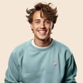 thumbnail image 4 of Dalix Flamingo Embroidered Fleece Crewneck Long Sleeve Sweatshirt Mens in Heather Blue Lagoon XL X-Large, 4 of 5