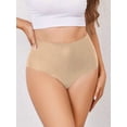 thumbnail image 2 of Women No Show High Waisted Panties Tagless Wave Edge Full Coverage Ladies Briefs Khaki M, 2 of 8