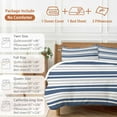 thumbnail image 6 of Navy Blue Bedding Duvet Cover Set Full Size 4 Pieces and Gray Stripe Contrast Minimalist Modern Art Bedding Set with Zipper Closure, 1 Comforter Cover 86x86 Inches 1 Flat Sheet & 2 Pillow Cases, 6 of 7
