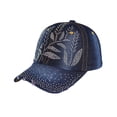 thumbnail image 2 of AirLoni Unisex Baseball Cap Soft Breathable Cotton Sparkling Rhinestone Sequin Decor Curved Brim Adjustable Buckle Sun Protection Casual Sports Hat Dad Hat Dark Blue,One Size, 2 of 3