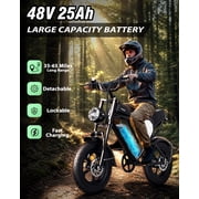 Electric Bike for Adults,Peak 1500W,Max28Mph & 80 Miles Electric Bicycle,48V 25Ah Full Suspension & Disc Brakes 16Fat Tire E-Bike